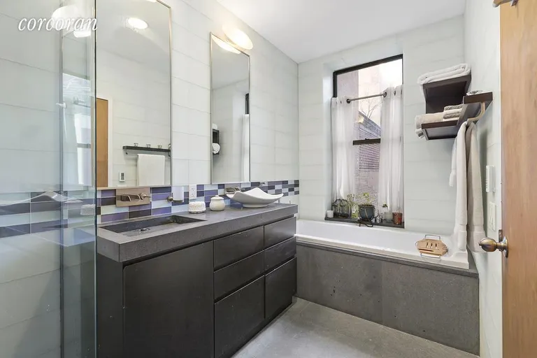 New York City Real Estate | View 138 Broadway, 2G | Master Bath with dual sinks | View 8