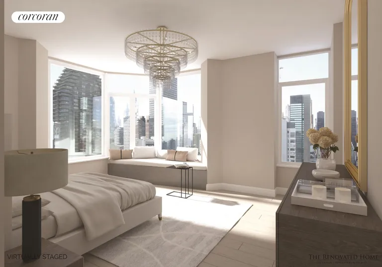 New York City Real Estate | View 400 East 51st Street, 27B | Grand Master Bedroom Suite (virtually staged) | View 4