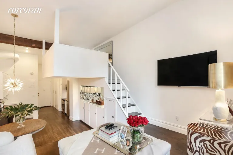 New York City Real Estate | View 23 Waverly Place, 6w | Stairs to the stand up Loft | View 2