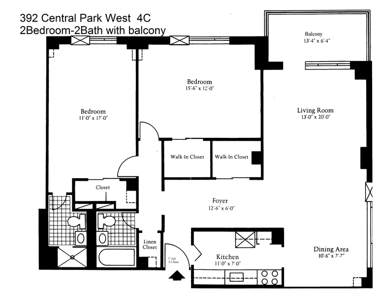 392 Central Park West, 4C | floorplan | View 13