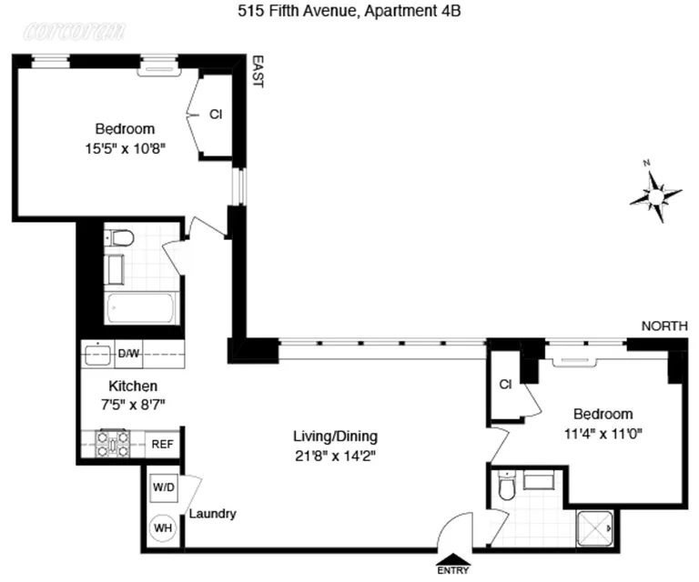 New York City Real Estate | View 276 13th Street, B4 | 976 sf condo unit | View 10