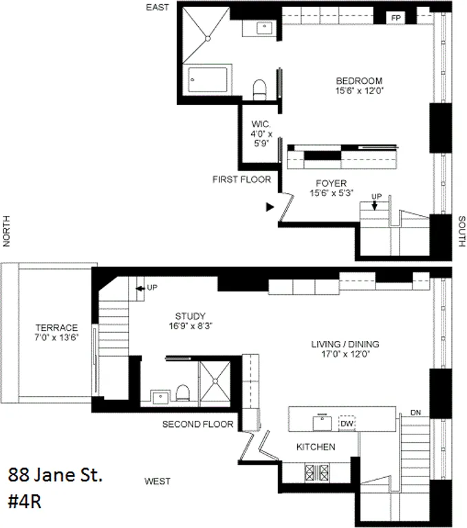 88 Jane Street, 4R | floorplan | View 10