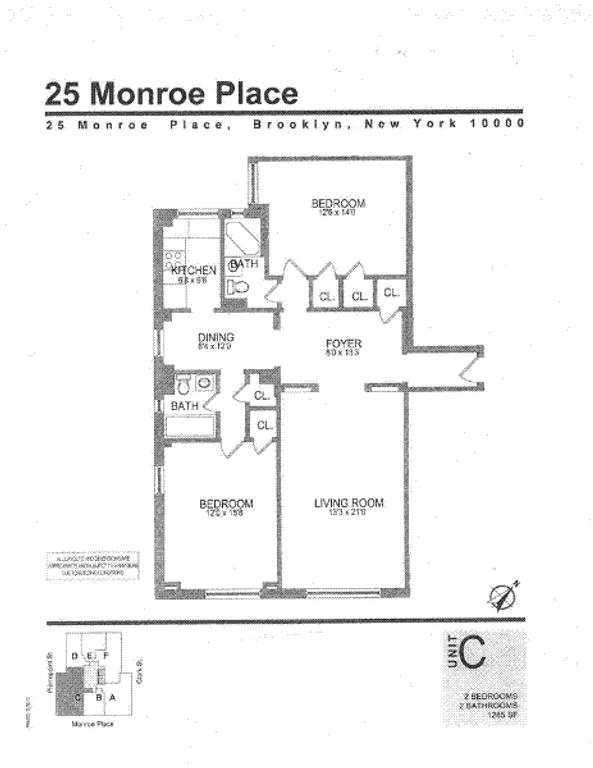 25 Monroe Place, 6C | floorplan | View 36