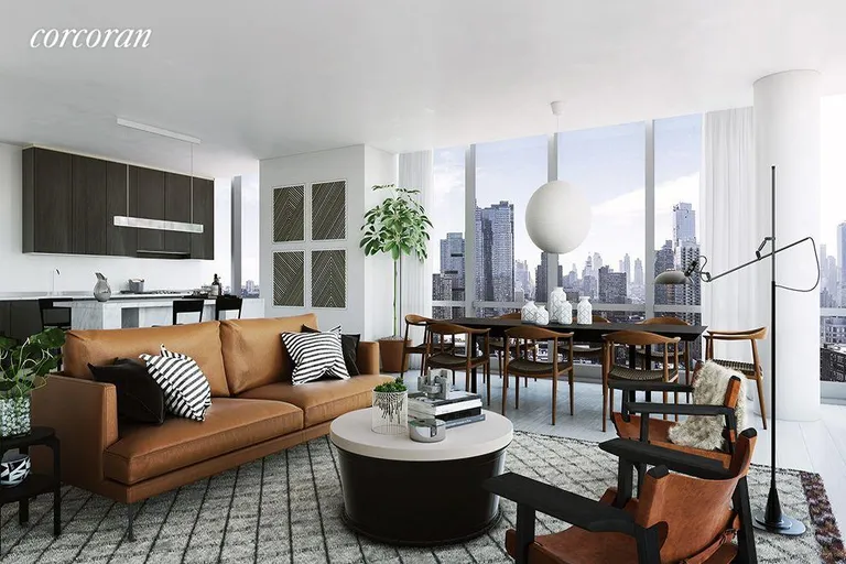 New York City Real Estate | View 15 Hudson Yards, 35D | Plaza Residence Living Room | View 3