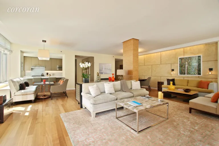 New York City Real Estate | View 201 West 17th Street, 2A | Great Room accommodates multiple seating areas | View 2