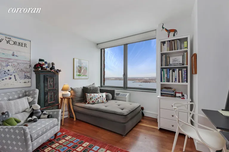 New York City Real Estate | View 30 West Street, 23A | 2nd Bedroom with Direct Hudson River Views | View 9