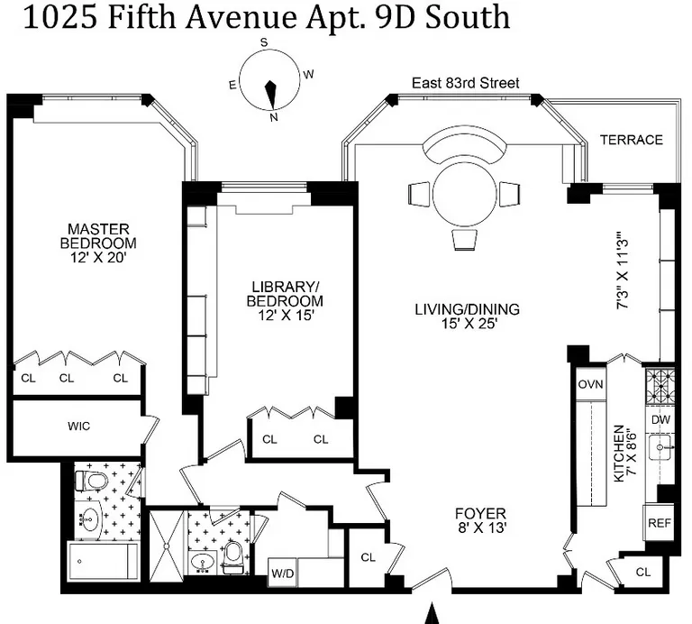 1025 Fifth Avenue, 9DS | floorplan | View 10