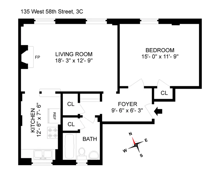 135 West 58th Street, 3C | floorplan | View 5
