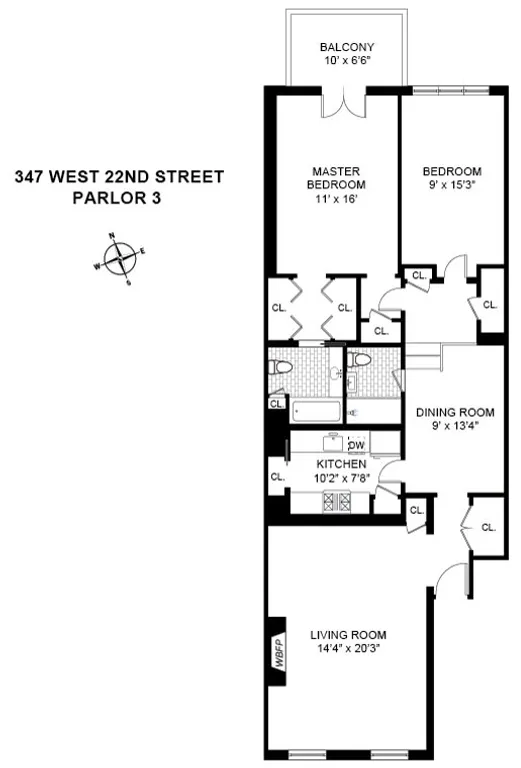 347 West 22nd Street, Parlor 3 | floorplan | View 8