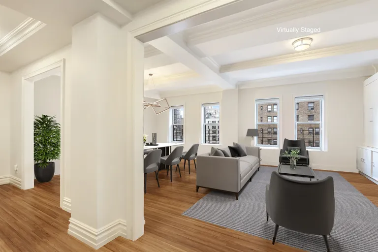 New York City Real Estate | View 215 West 88th Street, 10G | Foyer leads to dramatic double living room | View 2
