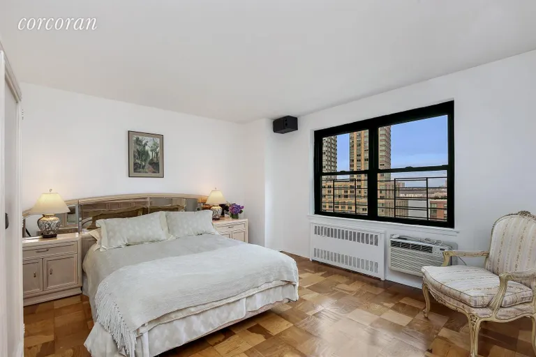 New York City Real Estate | View 185 West End Avenue, 18A | Master Bedroom Overlooking THe Hudson River | View 4