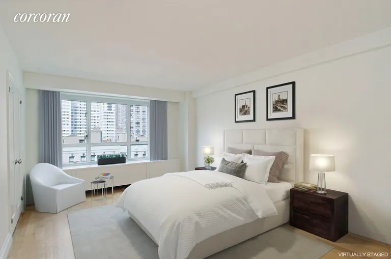 New York City Real Estate | View 200 East 66th Street, D8-04 | Master Bedroom (Virtually Staged) | View 5
