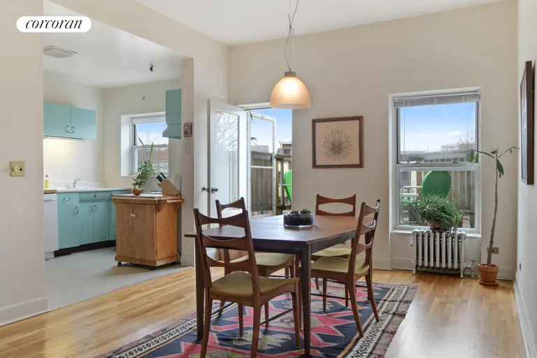 New York City Real Estate | View 175 Washington Park, #2 | Dining Room  Overlooks Deck | View 2