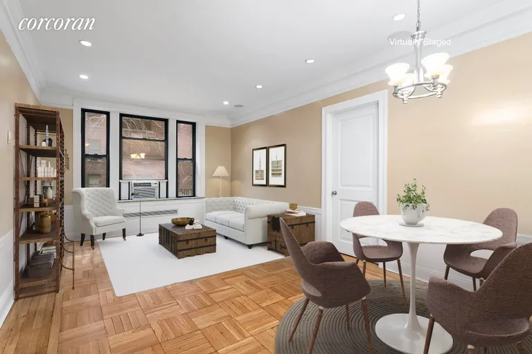 New York City Real Estate | View 146 East 49th Street, 3A | Virtually Staged Living/Dining Room | View 2