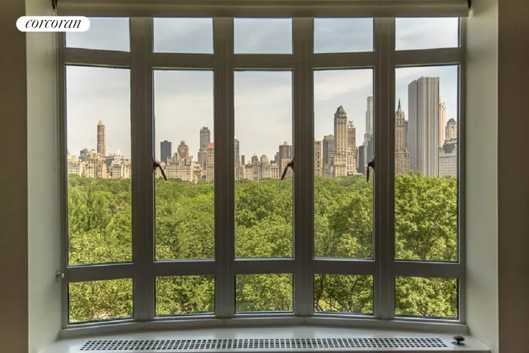 New York City Real Estate | View 25 Central Park West, 10P | Bay Windows framing Central Park Views | View 2
