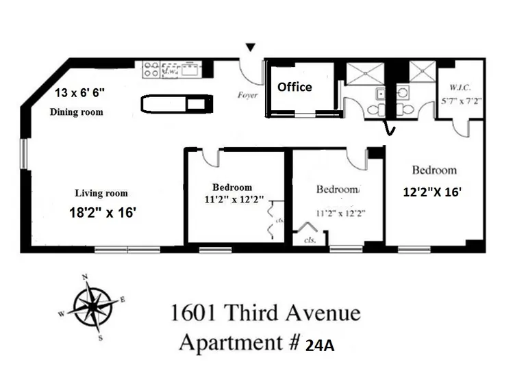 1601 Third Avenue, 24A | floorplan | View 24