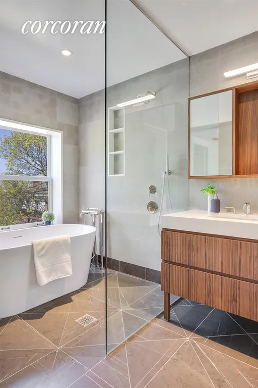 New York City Real Estate | View 215 Lafayette Avenue, C | Master Bathroom with custom vanities | View 9