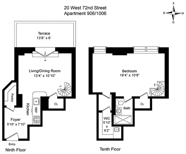20 West 72Nd Street, 906B/1006B | floorplan | View 8