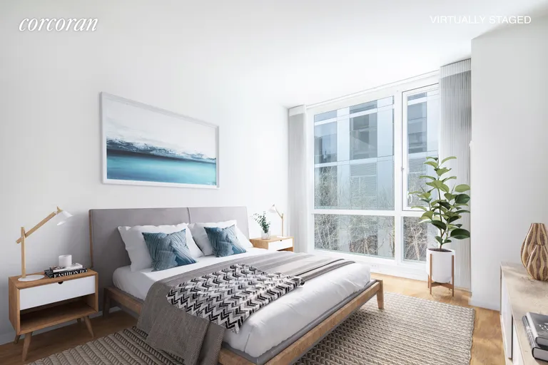 New York City Real Estate | View 200 Chambers Street, 3S | SPACIOUS BEDROOM WITH FLOOR-TO-CEILING WINDOWS | View 3