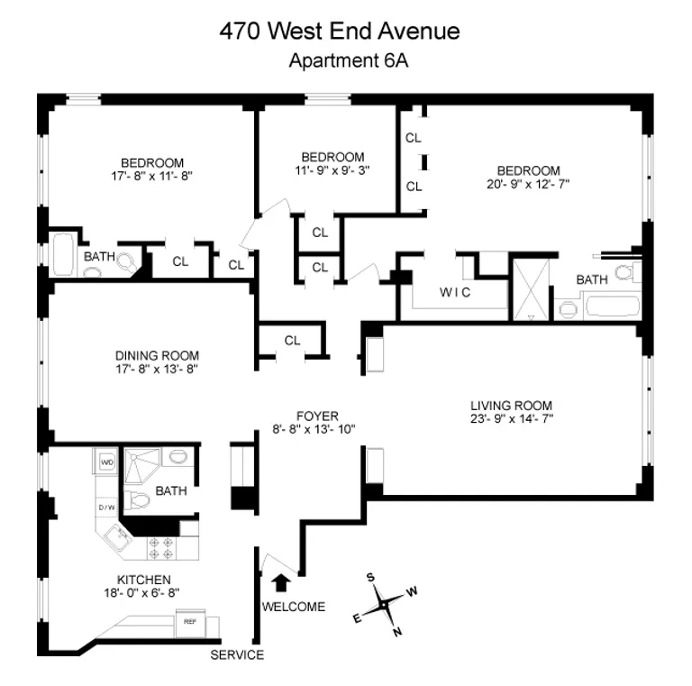 470 West End Avenue, 6A | floorplan | View 13
