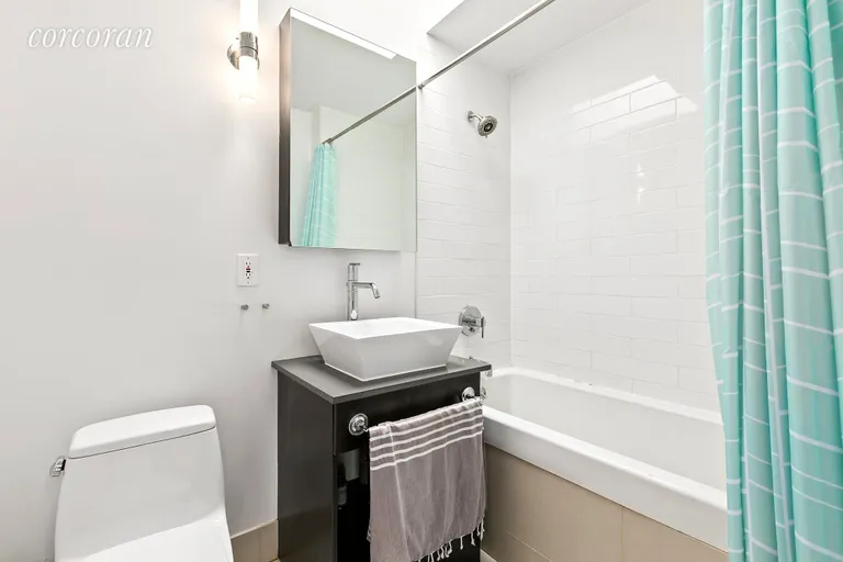 New York City Real Estate | View 226 Stanhope Street, 3A | Bathroom with skylight | View 6