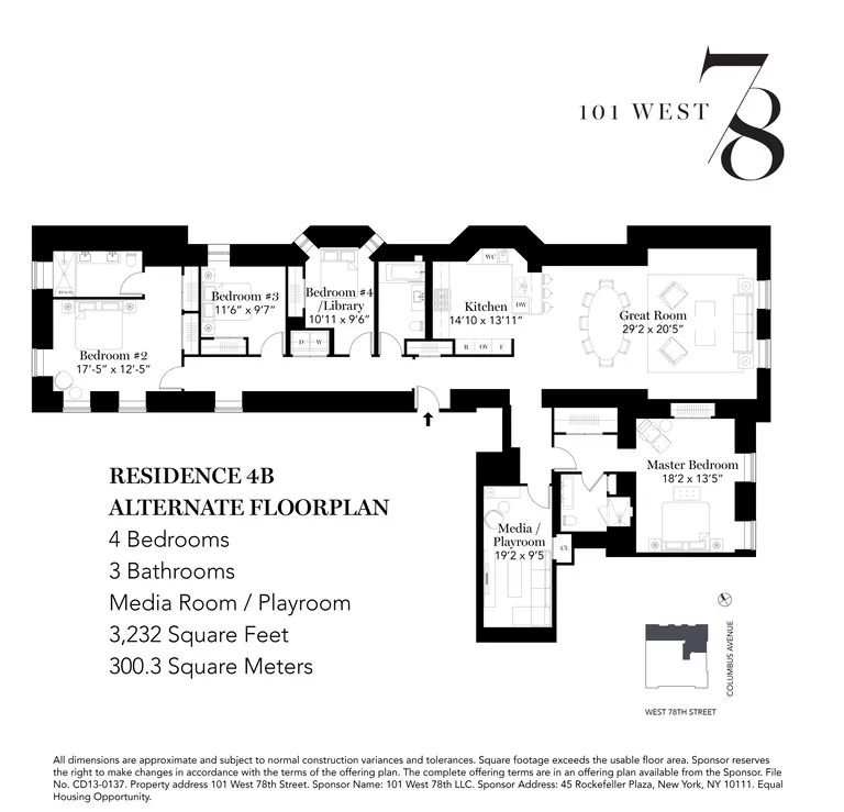 101 West 78th Street, 4B | floorplan | View 14