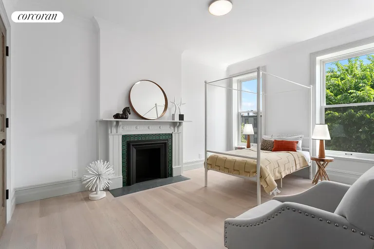 New York City Real Estate | View 194 MacDonough Street | Third Bedroom with Wood-burning Fireplace | View 8