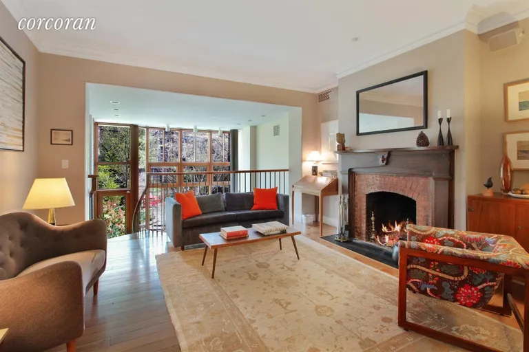 New York City Real Estate | View 43 Strong Place | Rear living room with dramatic garden view. | View 4