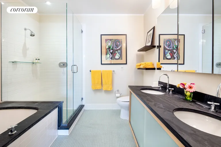 New York City Real Estate | View 70 Washington Street, 9A | Master bathroom with tub and separate shower | View 8