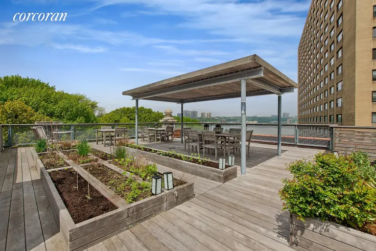 New York City Real Estate | View 552 Riverside Drive, 1A | Planted roof deck with stunning views | View 7