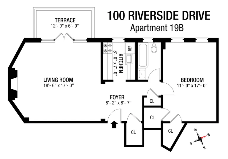 100 Riverside Drive, 19B | floorplan | View 11