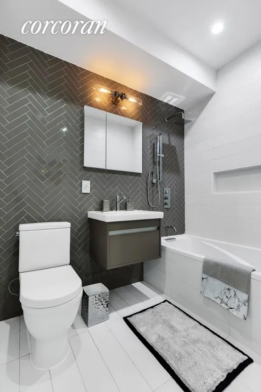New York City Real Estate | View 149 Clifton Place, 3 | Herringbone Detailed Radiant Heated Bathroom | View 5