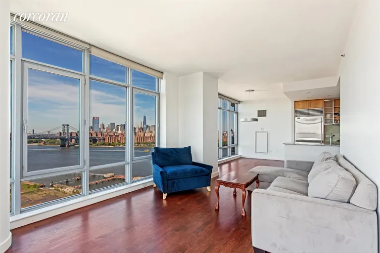 New York City Real Estate | View 1 NORTHSIDE PIERS, 22E | Living Room | View 3