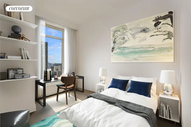 New York City Real Estate | View 30 Park Place, 50B | Virtually Staged Second Bedroom | View 8