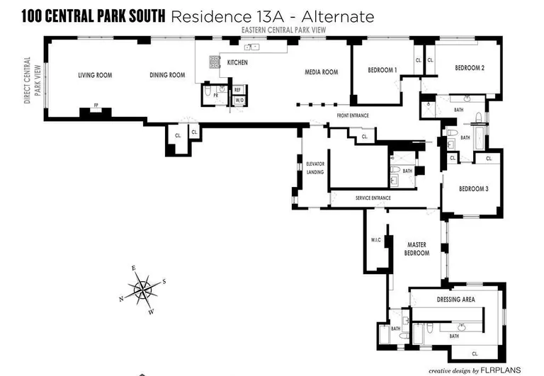 100 Central Park South, 13A | floorplan | View 11