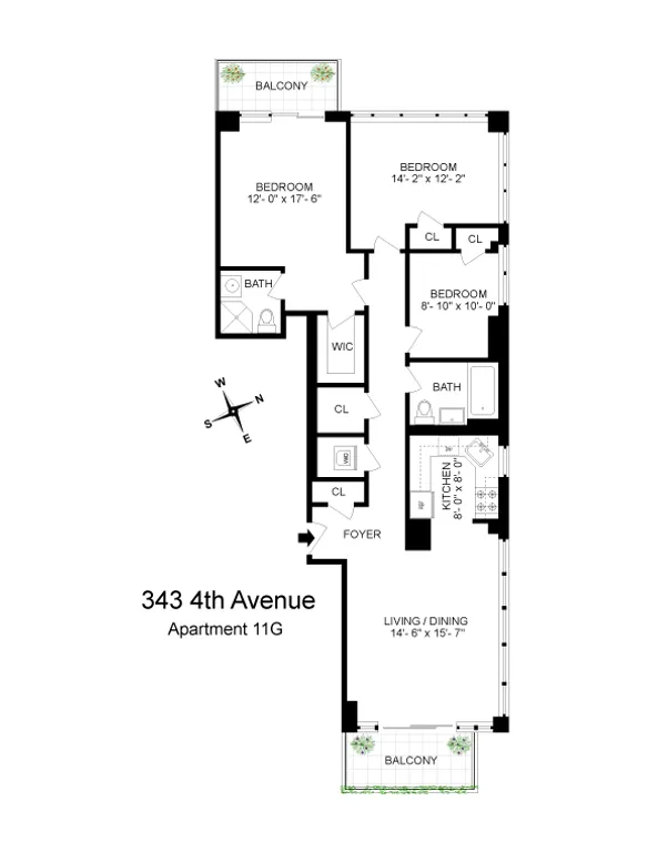343 4th Avenue, 11G | floorplan | View 10