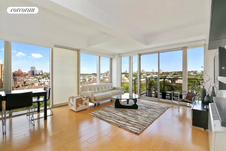 New York City Real Estate | View 343 4th Avenue, 11G | Living Room with Floor to Ceiling Windows | View 2