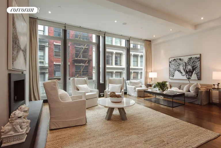 New York City Real Estate | View 72 Mercer Street, 2 WEST | Living room overlooking Mercer Street w/ 11' ceil | View 3