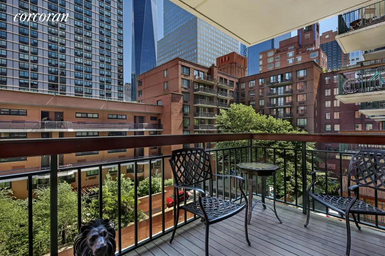 New York City Real Estate | View 333 Rector Place, 511 | Terrace with Views of 1 World Trade | View 4