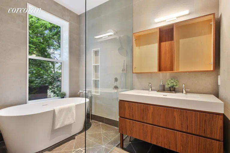 New York City Real Estate | View 215 Lafayette Avenue, B | Windowed Master Bathroom | View 8