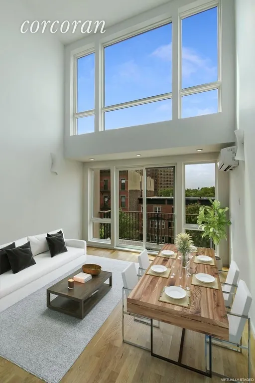 New York City Real Estate | View 311 Hart Street, 4C | Dining/Living Double Height Ceiling | View 3