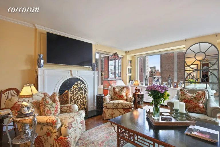New York City Real Estate | View 60 Sutton Place South, PH19CS | Wood Burning Fireplace, Room opens to Terrace | View 3