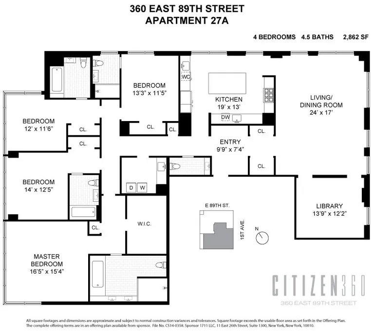 360 East 89th Street, 27A | floorplan | View 8
