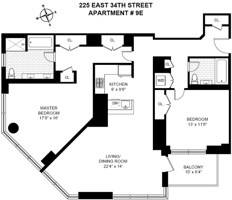 225 East 34th Street, 9E | floorplan | View 8