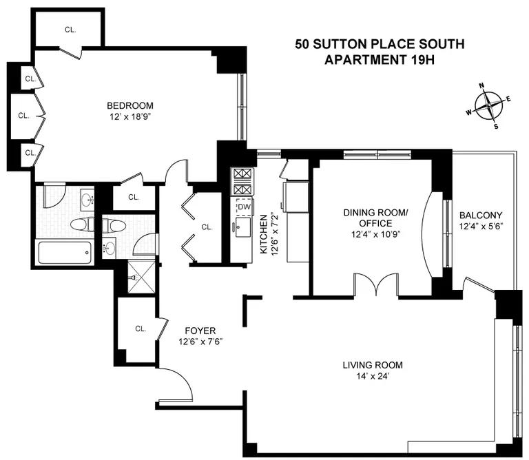 50 Sutton Place South, 19H | floorplan | View 9