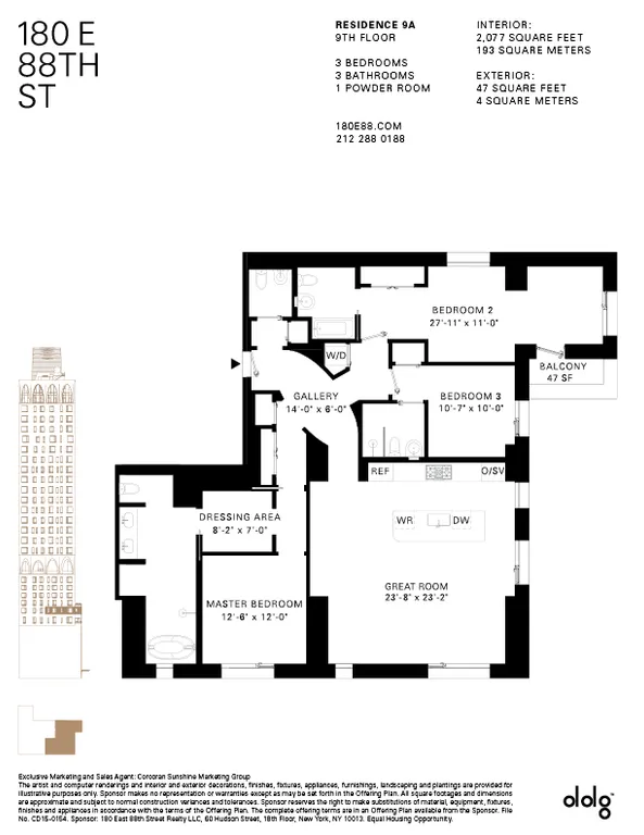 180 East 88th Street, 9A | floorplan | View 8