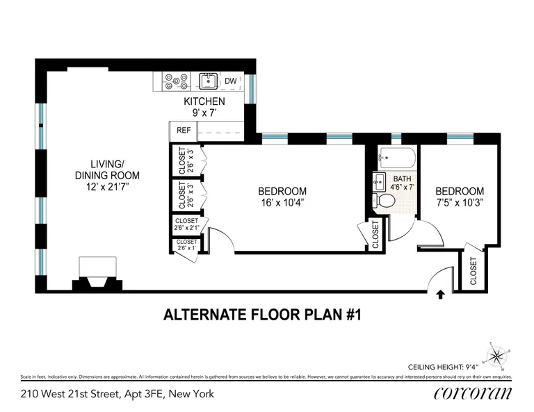 210 West 21st Street, 3-FE | floorplan | View 7
