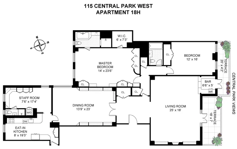 115 Central Park West , 18H | floorplan | View 19