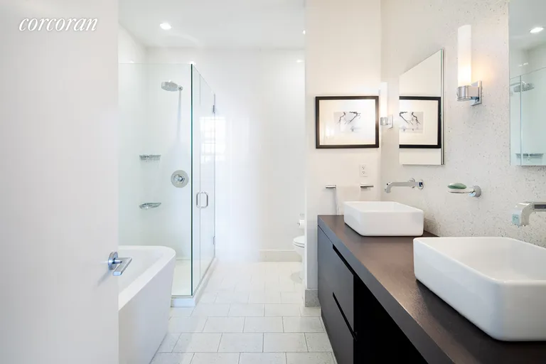 New York City Real Estate | View 360 Furman Street, loft 536 | Five fixture master bathroom  | View 8