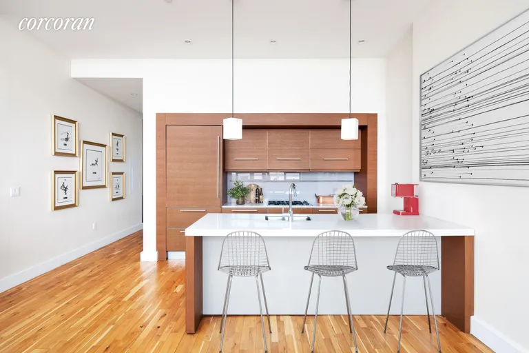 New York City Real Estate | View 360 Furman Street, loft 536 | Open kitchen curated by Italian design firm Dada | View 5